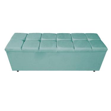Imagem de Calçadeira Estofada Manchester 140cm Casal Suede Azul Tiffany