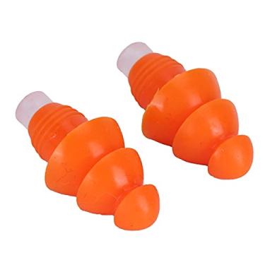 Imagem de Tampão de ouvido com bloqueio de som, tampões de ouvido antialérgicos reutilizáveis à prova d'água para dormir para tomar banho na natação (laranja + caixa PP)