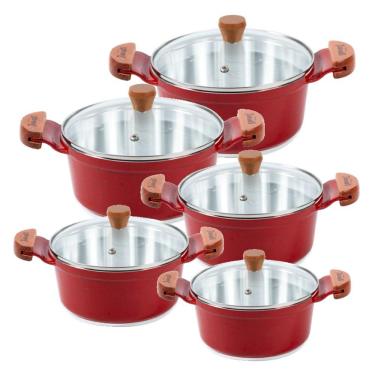 Imagem de Jogo Panelas Vermelho Alumínio Fundido Usinado JavaliAM16a24