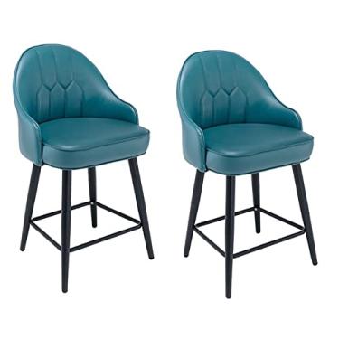 Imagem de Bancos De Bar De Altura Da Cozinha Janeta De 2 Com Costas, Cadeiras De Bar De Jantar Em Casa, Pu Coloque Em Couro Black Chrome Seat Estofado, Para Pubs, Balcão, Ilha Da Cozinha, Sala De Jantar