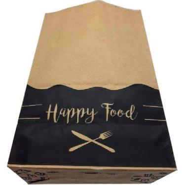 Imagem de 100 Sacos De Papel Kraft Delivery Tamanho Pequena P 18x28x11 HAPPY FOOD