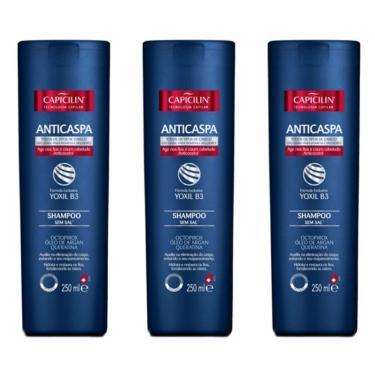 Imagem de Capicilin Anticaspa Todos Cabelos Revitalizante Shampoo 250ml (Kit C/03)