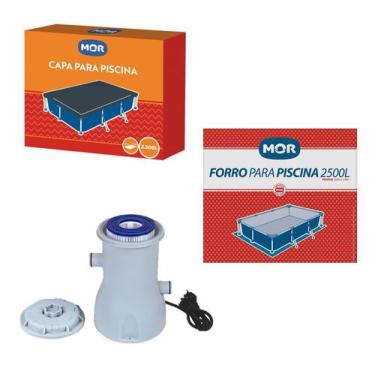 Imagem de Kit Filtro 2.200 L/H + Capa + Forro Para Piscina Premium 2500 Litros -