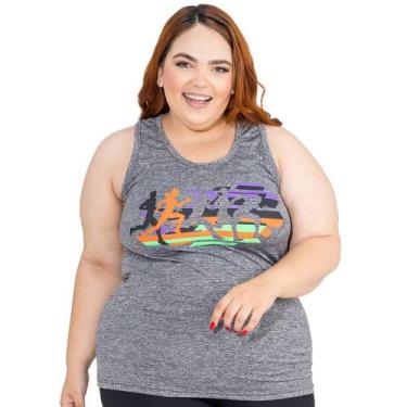 Imagem de Blusa Feminina Regata Plus Size Fitness Alça Nadador Estampa - Zafina