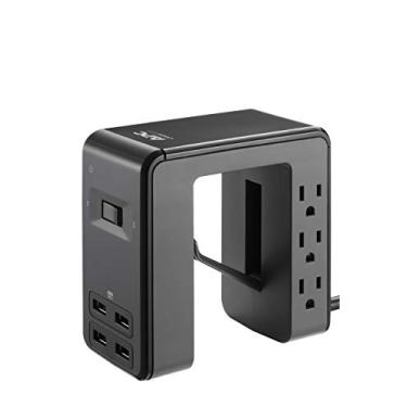 Imagem de APC estação de suporte de mesa, 6 tomadas em formato de U protetor de sobretensão, 4 portas de carregamento USB (apenas tipo A), Preto, 6 Outlet