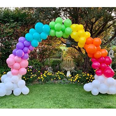 Imagem de Kit de guirlanda de arco de balões arco-íris - Kit de balões de cores sortidas com 105 peças para festa de aniversário chá de bebê chá de panela festa festa