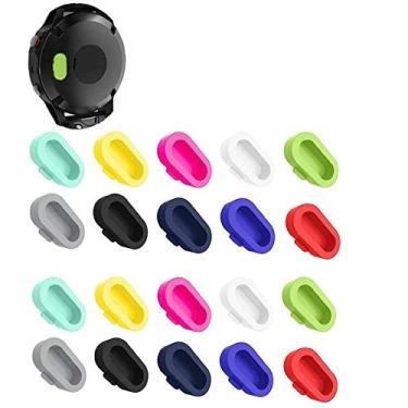 Imagem de CKANDAY 20 peças de protetores de porta de carregador coloridos compatíveis com Fenix 6X 6S 65 5S 5X Plus Garmin Vivoactive 4 4s 3 Music Forerunner 935 Approach S60 Quatix5 Vivosport, plugues antipoeira de substituição