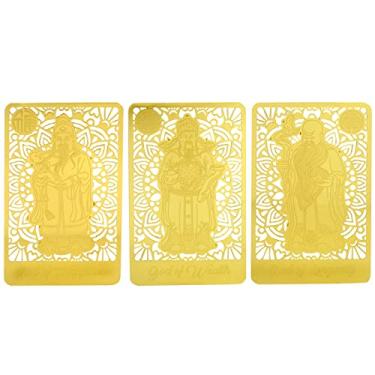 Imagem de Cartão de amuleto Fuk LUK Sau Three Star Gods Gold para atrair saúde, riqueza e felicidade 3 peças