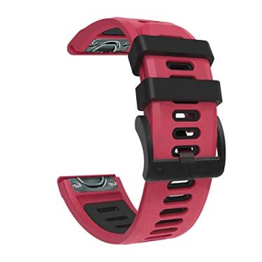 Imagem de GANYUU Pulseira de substituição de silicone de ajuste rápido para Garmin Fenix 7 7X 6 6X Forerunner 935 945, Approach S60 S62, Descent Mk1 Mk2 Mk2i Watch 26 22mm Pulseira (Cor: VERMELHO,