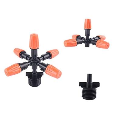 Imagem de MOOKEENONE 1 * Bocal de atomização de 5 cabeças, pulverizador de controle de neblina DIY micro irrigação por gotejamento adaptador de irrigação de jardim névoa de jardim