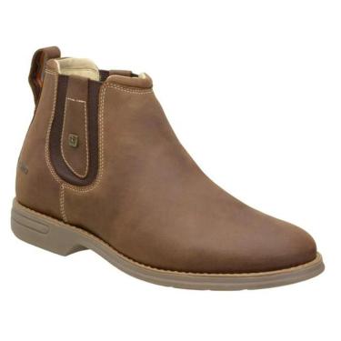 Imagem de Botina Masculina Casual Couro Solado Em Gel Zebu 59080 Bico Redondo