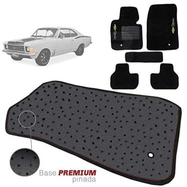 Imagem de Jogo de Tapete Carpete Tevic Pinado Compatível Com Opala 1970 71 72 73 74 75 76 77 78 79 80 Impermeável Lavável Logo Bordado 5 Peças