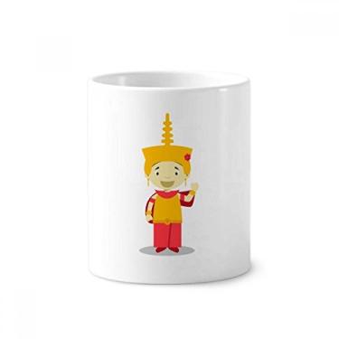 Imagem de Suporte para caneta de escova de dentes de desenho animado Camboja com suporte de cerâmica