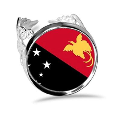 Imagem de DIYthinker Anel de noivado ajustável com a bandeira nacional da Oceania Papua Nova Guiné