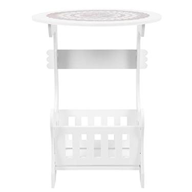 Imagem de DOITOOL Mesa de cabeceira pequena de plástico redonda mesa de café para quarto