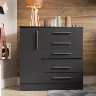 Imagem de Cômoda 1 Porta 5 Gavetas Advantage Batrol Móveis Black