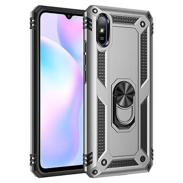 Imagem de Para Xiaomi 9 9A 9AT 9C 9T 10 10A 10C Estojo de telefone blindado à prova de choque para Redmi 9 Power 10 Prime Ring Stand Bumper Cover Back Cover, Silver, For 10 Prime