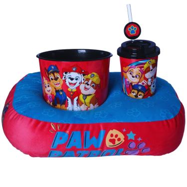Imagem de Kit Patrulha Canina Almofada Suede + Balde Pipoca + Copo Canudo Oficial Nickelodeon