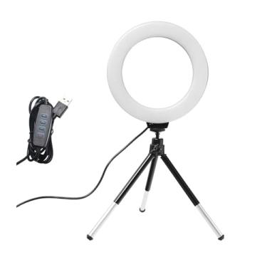 Imagem de Ring Light Mini LED Selfie 6" Ring Light Lâmpada de Vídeo de Mesa com Suporte de Tripé para Estúdio de Maquiagem Luz Selfie (Cor: C)