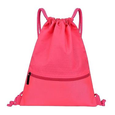Imagem de Mochila com cordão, bolsa de corda, mochila de nylon para academia, compras, esportes, ioga, cachorro, rosa, One Size, Mochilas Tote