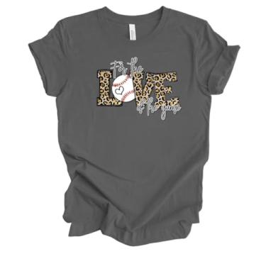 Imagem de Camiseta feminina fofa feminina com estampa de chita de beisebol The Love of The Game Baseball Game, Asfalto, P