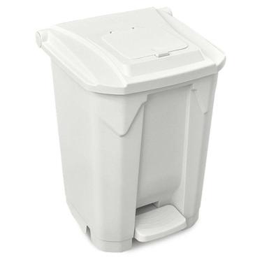 Imagem de Lixeira 60L C/ Rodas Pedal Tampa Click p/ Quiosque Branca