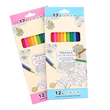 Imagem de Joucien Lápis de cor infantil com desenho de grafite de 24 cores, 12 cores, tamanho grande, mistura e combinação