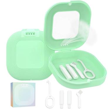 Imagem de HEMILAB Capa retentora, estojo alinhador fino com orifícios de ventilação, compatível com Invisalign, caixa de proteção de boca com ferramenta de remoção de retentor, mastigar e escovar, verde