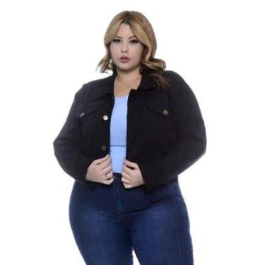 Imagem de Jaqueta Jeans Feminina  Plus Size Cropped Lavanda e Alecrim-Feminino