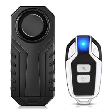 Imagem de Alarme de bicicleta antifurto com controle remoto, 113 dB sem fio antifurto para motocicleta alarme de segurança de veículo vibração à prova d'água para mountain bike motocicleta scooter elétrico