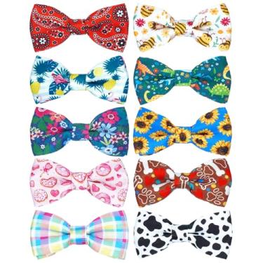Imagem de PET SHOW Pacote com 10 gravatas borboleta para cães grandes e médios, coleira deslizante, vários estilos, lindos laços de verão, festa de casamento, férias, acessórios para cuidados com animais de