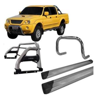 Imagem de Kit Quebra Mato Estribo Santo Antônio H2 L200 2004 Cromado - HOZZ