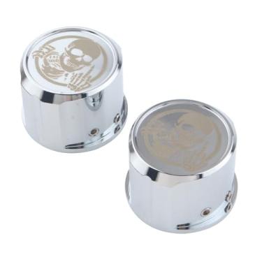 Imagem de FINMOKAL 1 par de tampas de porca de eixo dianteiro cromado compatível com Harley Heritage Softail Dyna Electra Street Glide Tri Glide Road King Sportster 1200 Fat Boy 2007-2024