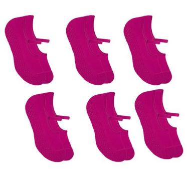 Imagem de 6 Pares De Meias Femininas Selene Pilates Antiderrapante Com Viés, 34 