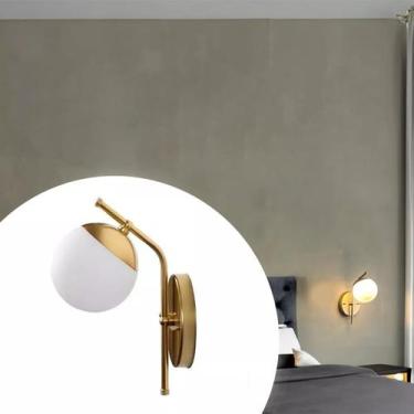 Imagem de Luminária Parede Arandela Inclinada Dourada Vidro Bola/Globo - Tangeri