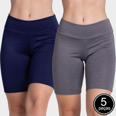 Imagem de Kit 5 Bermudinhas Fitness Feminina Suplex Lisa Curta - WLS Modas, Sort