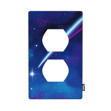 Imagem de Pznen Meteor Outlet Covers Flying Comets Galaxy Starry Universe Space Stardust Brilhantes Estrelas Brilhantes Placas de Parede para Tomada Duplex para Quarto e Banheiro