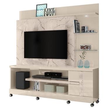 Imagem de Estante Home Theater Alan Calacata Off White Para Tv Até 55 Com Rodízios - Madetec Calacata Off White