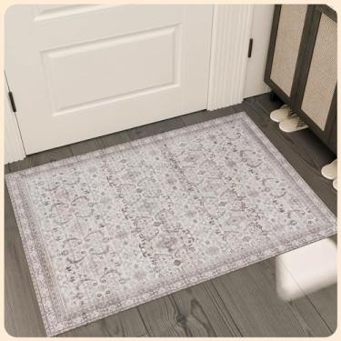 Imagem de Istana Tapetes 5 x 7 cm – Cinza Bege/Creme Claro – Tapete Dobrável 2x3 Lavável Antiderrapante – Tapetes Antiderrapantes – Tapete de Microfibra Macia Antiderrapante