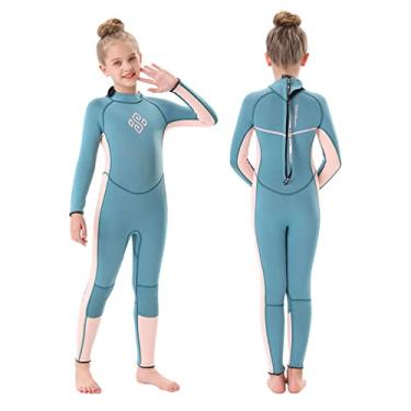 Imagem de Traje de mergulho infantil Seaskin, wetsuit curto de 2 mm com zíper frontal, wetsuit longo de 3 mm com zíper traseiro, térmico, de neoprene, para aulas de mergulho, natação e surfe, unissex