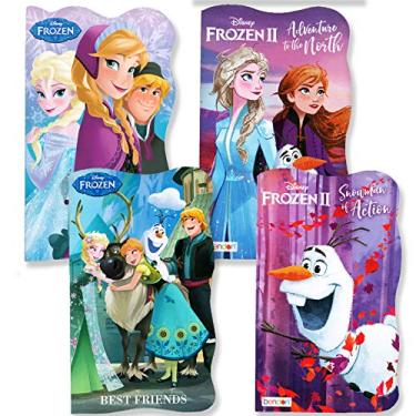 Imagem de Disney Frozen e Frozen 2 livros de tabuleiro (conjunto de 4 livros de tabuleiro em forma para meninas 3-5)