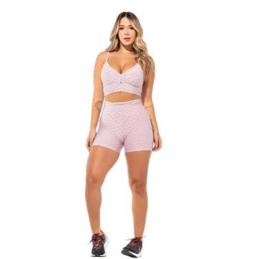 Imagem de Conjunto Fitness Feminino Bubble Lilás Academia WarFit, GG