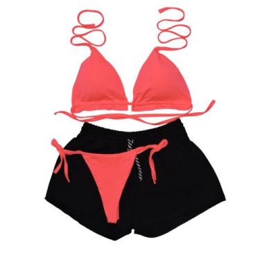 Imagem de Conjunto Biquíni Com Bojo Cortininha + Shorts - Gringas Model, Rosa, U