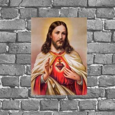 Imagem de Placa Decorativa Sagrado Coração De Jesus 18x27cm - Quadros On-line