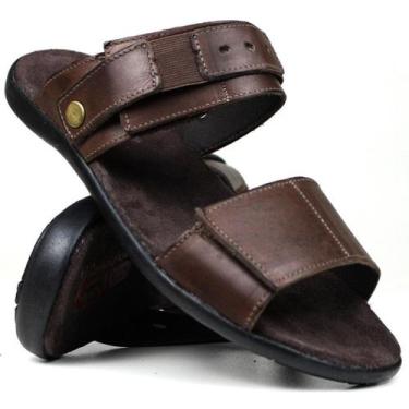 Imagem de Sandalia Aberta Masculino Casual Couro Confort - C10, Chocolate, 41