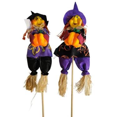 Imagem de kit c/2 enfeite bruxa espantalho Halloween decoração 52cm - generico