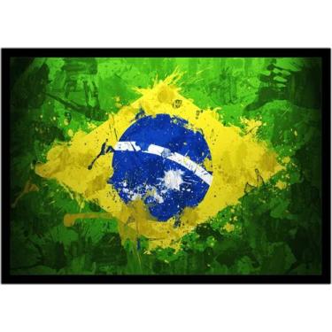 Imagem de Quadro Decorativo Bandeira Do Brasil Emblema País Salas Escritórios Lo