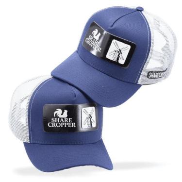 Imagem de Bone Masculino Feminino Sharecropper Country Modelo Trucker Telinha Az