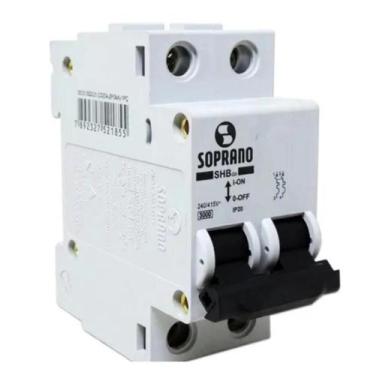 Imagem de Mini Disjuntor Bipolar 50A Curva C 3KA - Soprano