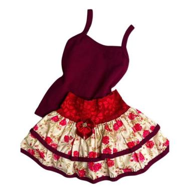 Imagem de Conjunto de blusa e Saia com babados coloridos para bebê - Divina Bele